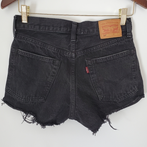 Levi's 501 Black Button Fly Cutoff Jean Shorts Size 25 - Picture 3 of 9